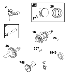 Crankshaft Group Diagram and Parts List for 19N332-0001-H7 100000 - 19Z999 Briggs and Stratton Engine